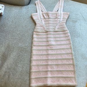 Herve Leger Pink Sparkly BodyCon Dress Limited Ed.
